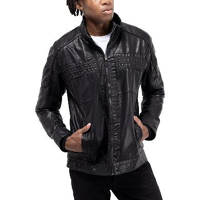 Men's Xray Grainy Faux Leather Hooded Jacket
