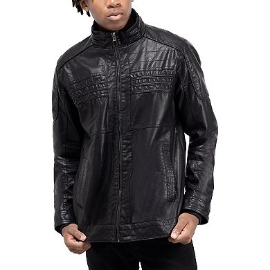 Men's Xray Grainy Faux Leather Hooded Jacket