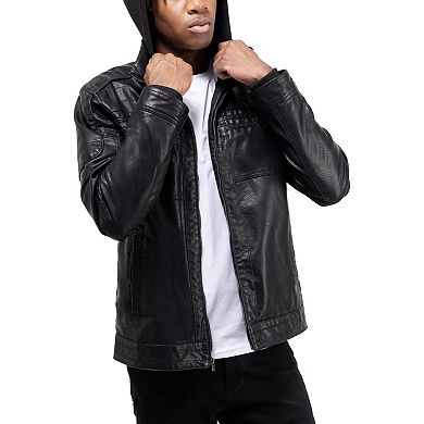 Men's Xray Grainy Faux Leather Hooded Jacket