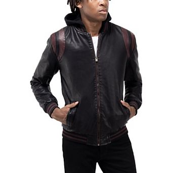 Men's Xray Grainy Faux Leather Hooded Jacket