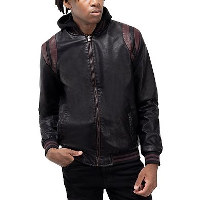 Men's Xray Grainy Faux Leather Hooded Jacket