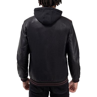 Men's Xray Grainy Faux Leather Hooded Jacket