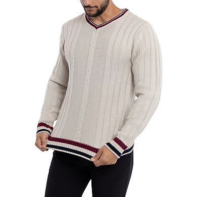 Men's Xray Cable Knit Tipped V-Neck Sweater