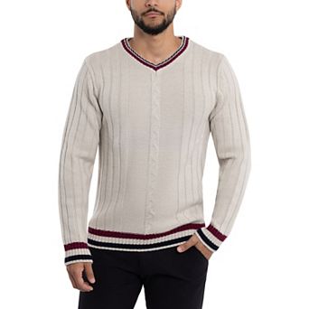 Men's Xray Cable Knit Tipped V-Neck Sweater