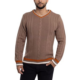 Men's Xray Cable Knit Tipped V-Neck Sweater