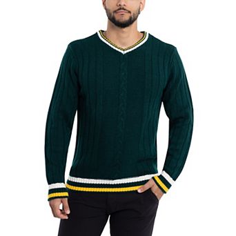 Men's Xray Cable Knit Tipped V-Neck Sweater