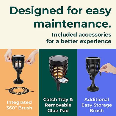 Techko Solar Bug Zapper Torch With 360º Easy-Clean Brush