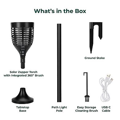Techko Solar Bug Zapper Torch With 360º Easy-Clean Brush