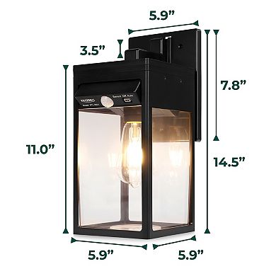 Techko Solar Edison Bulb Wall Light Sconce With Motion Sensor