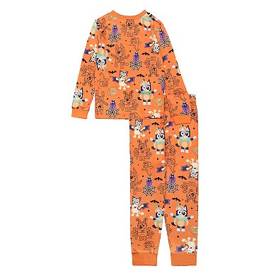 Girls 4-8 Bluey 2-Piece Halloween Long Sleeve Pajama Top & Pajama Bottoms Set