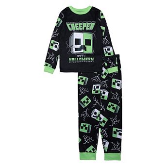 Boys 6-12 Minecraft "Creeper" 2 pc Pajama Top & Pajama Bottoms Set