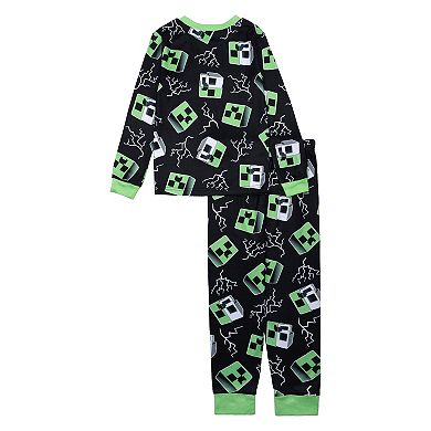 Boys 6-12 Minecraft "Creeper" 2-Piece Pajama Top & Pajama Bottoms Set