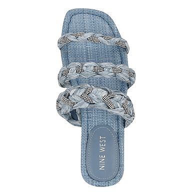 Nine West Women's Qazz Slip-On Square Toe Flat Sandals