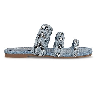Nine West Women's Qazz Slip-On Square Toe Flat Sandals