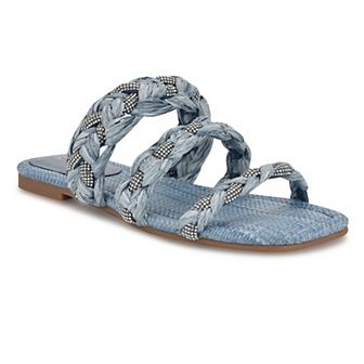 Nine West Women's Qazz Slip-On Square Toe Flat Sandals