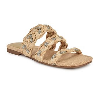 Nine West Women's Qazz Slip-On Square Toe Flat Sandals