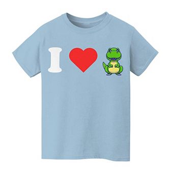 Kids 8-20 I Heart Dino Valentine's Day Graphic Tee