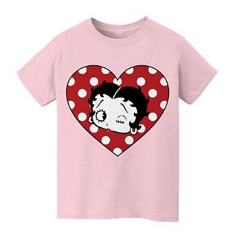 Kids 8-20 Betty Boop Polka Dot Heart Valentine's Day Graphic Tee