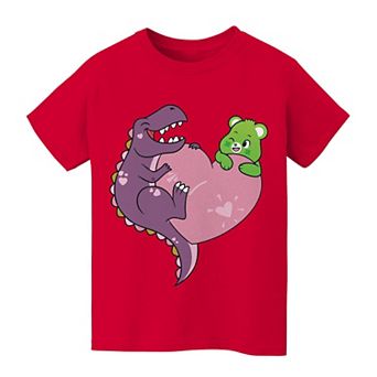 Kids 8-20 Care Bears Bear Dino Heart Valentine's Day Graphic Tee