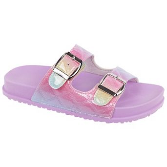 Elli by Capelli Girls' Slide Quilted Rainbow Sandals