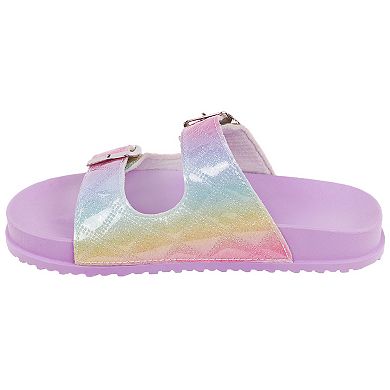 Elli by Capelli Girls' Slide Quilted Rainbow Sandals