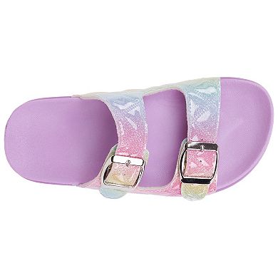 Elli by Capelli Girls' Slide Quilted Rainbow Sandals