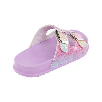 Elli by Capelli Girls' Slide Quilted Rainbow Sandals
