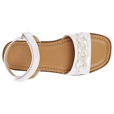 Elli by Capelli Girls' Flower Detail Slide Sandals