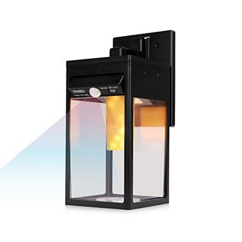 Techko Solar Wall Sconce Lantern With Flame Effect