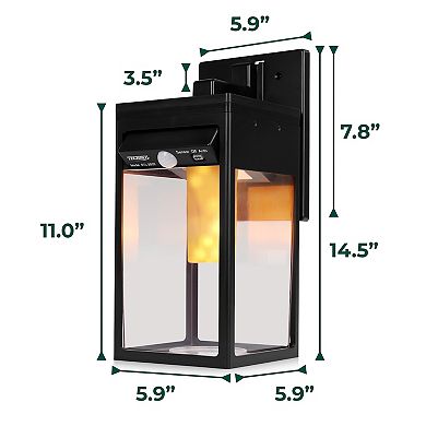 Techko Solar Wall Sconce Lantern With Flame Effect