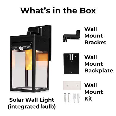 Techko Solar Wall Sconce Lantern With Flame Effect