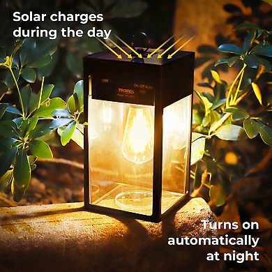 Techko Solar Portable Lantern with Edison Bulb