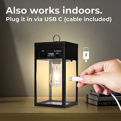Techko Solar Portable Lantern with Edison Bulb
