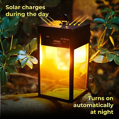 Techko Solar Portable Lantern with Flame Effect