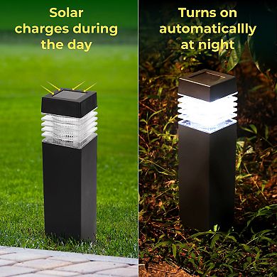 Techko Solar 4-Pack Small Square Bollard Pathway Lights