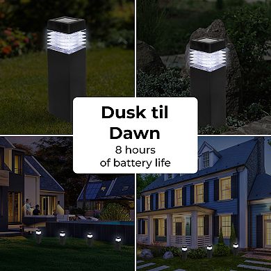 Techko Solar 4-Pack Small Square Bollard Pathway Lights