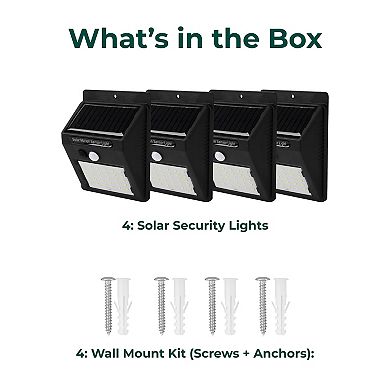 Techko Solar 4-Pack Small Security Wall Lights with Motion Sensor