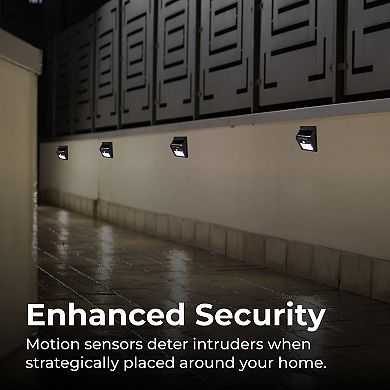 Techko Solar 4-Pack Small Security Wall Lights with Motion Sensor