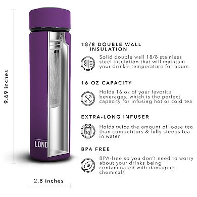 London Sip Stainless Steel Tea Infuser 16 oz Bottle