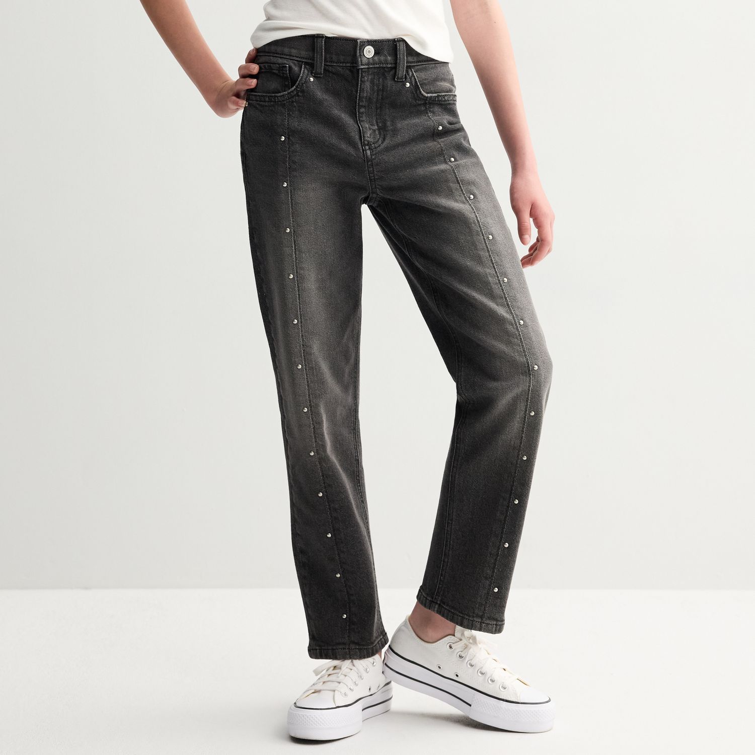 Джинсы SO® High Rise Studded Straight Leg для девочек — фото 1