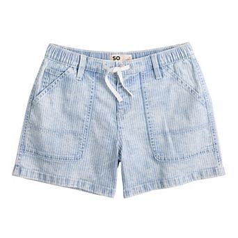 Girls 6-20 SO® Pull-On Railroad Denim Shorts in Regular & Plus Size