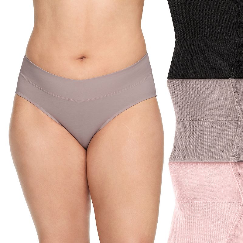 Women's Warners No Pinching No Problems® 3-pk. Dig-Free Mid-Waist Hipster Panty Set RU4403P, Size: XXL, Blush Mink Black