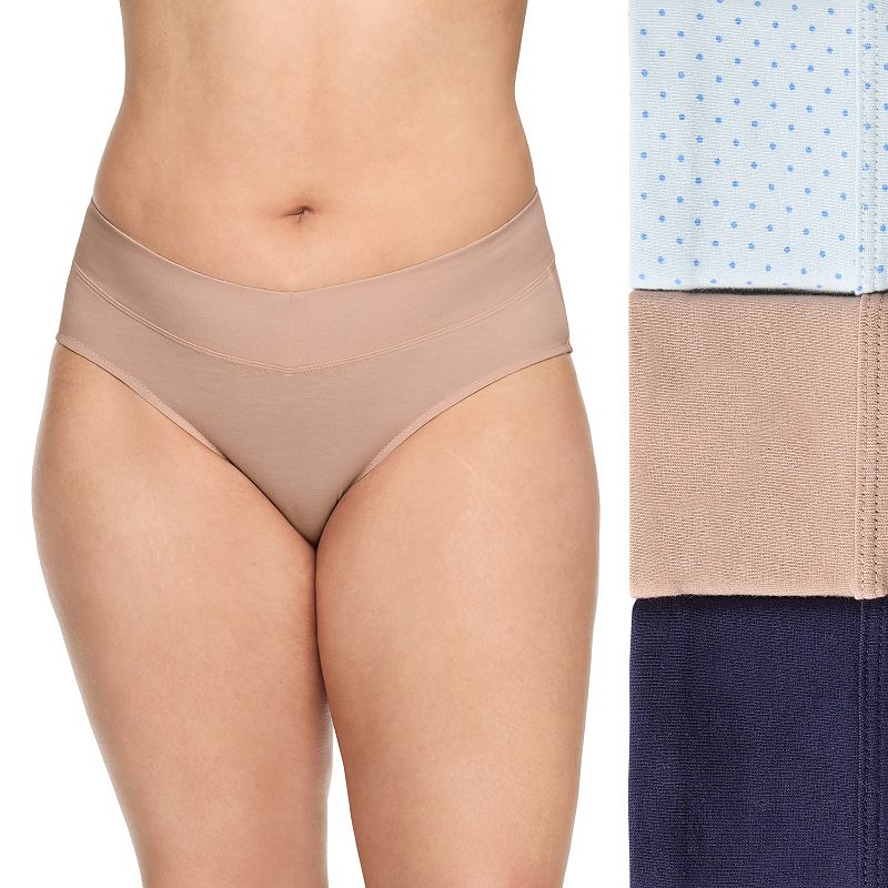 Women's Warners No Pinching No Problems® 3-pk. Dig-Free Mid-Waist Hipster Panty Set RU4403P, Size: Medium, Evening Blue