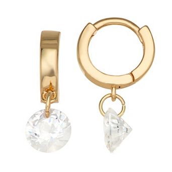 You're Invited Gold Tone Simulated Crystal Huggie Earrings