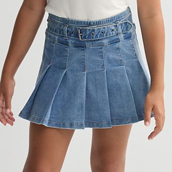 Girls 7-16 Vanilla Star Pleated Denim Skirt