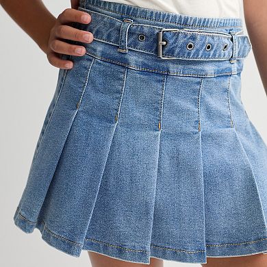 Girls 7-16 Vanilla Star Pleated Denim Skirt