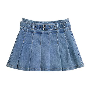 Girls 7-16 Vanilla Star Pleated Denim Skirt