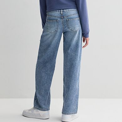 Girls 7-16 Vanilla Star Wide Leg Star Patch Jeans