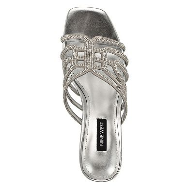 Nine West Grassa Women's Slip-On Block Heel Embellished Dress Sandals