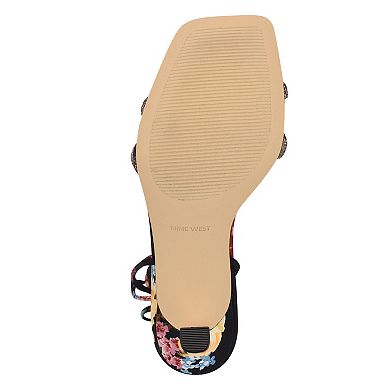 Nine West Raqchel Women's Square Toe Spool Heel Dress Sandals